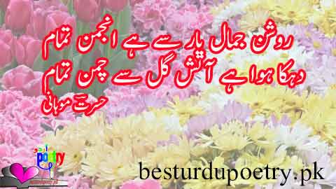 roshan jamal e yaar say - husn ki tareef urdu poetry - hassrat mohani - besturdupoetry.pk