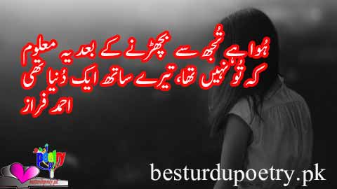 huwa hay tujh say bicharrny kay baad yeh maloom - ahmad faraz poetry in urdu - besturdupoetry.pk