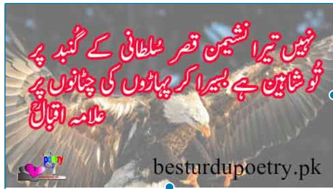 nahi tera nasheman qasar e sultani kay gunbd par